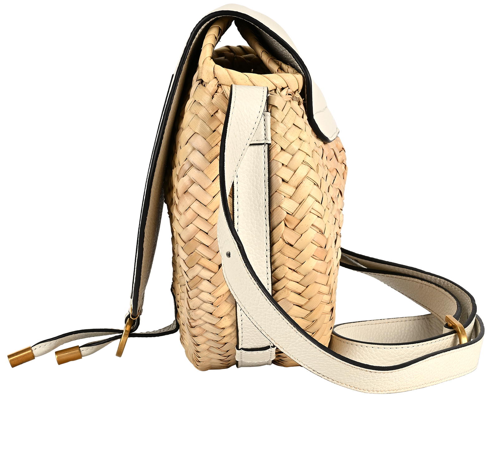Marcie Round Crossbody, &pound;395, Handbags, Beige/White, Leather/Raffia, Bottom view